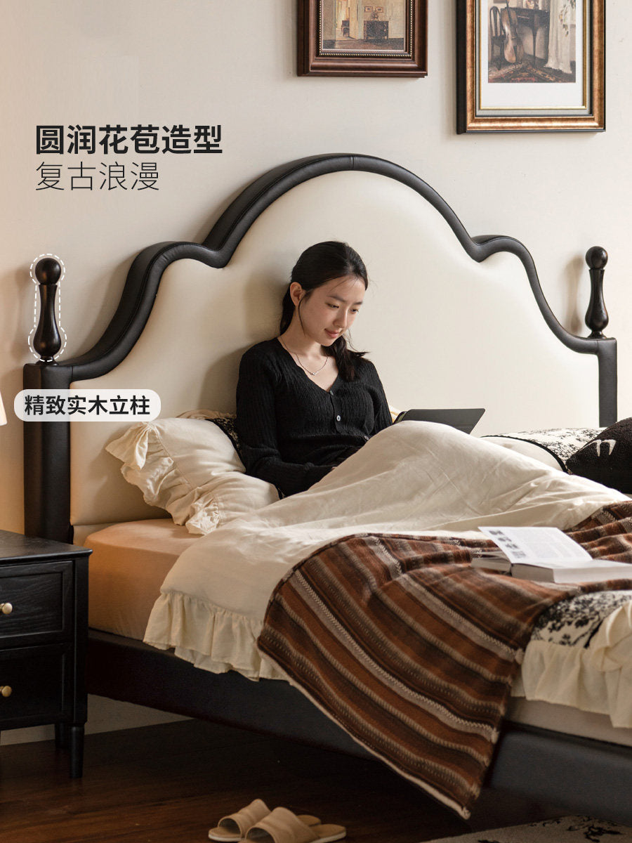 生态云皮床法式复古主卧大床布艺软包床小户型美式双人床